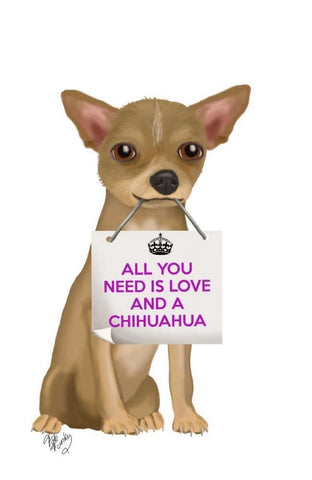 Love and Chihuahua White Modern Wood Framed Art Print with Double Matting by Fab Funky