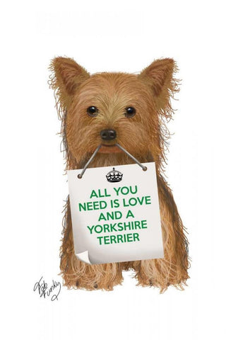 Love and Yorkshire Terrier Black Ornate Wood Framed Art Print with Double Matting by Fab Funky