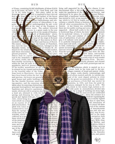 Deer in Evening Suit, Portrait Black Ornate Wood Framed Art Print with Double Matting by Fab Funky