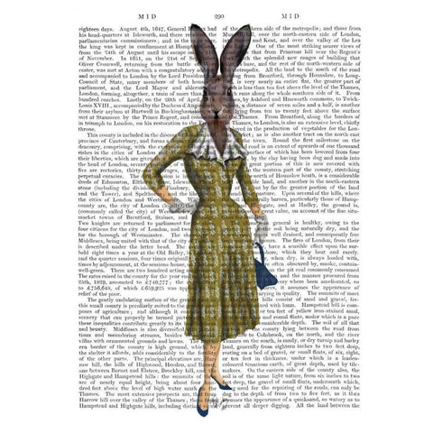 Rabbit In Mustard Dress White Modern Wood Framed Art Print by Fab Funky