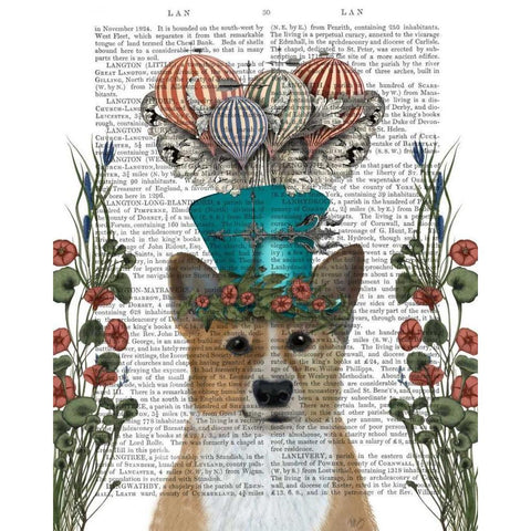 Corgi Milliners Dog Black Modern Wood Framed Art Print with Double Matting by Fab Funky