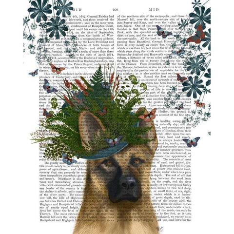 German Shepherd Milliners Dog Gold Ornate Wood Framed Art Print with Double Matting by Fab Funky