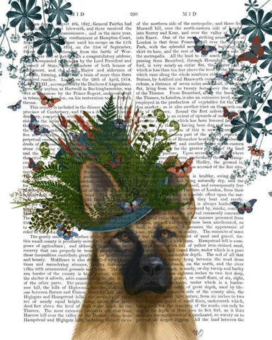 German Shepherd Milliners Dog White Modern Wood Framed Art Print with Double Matting by Fab Funky