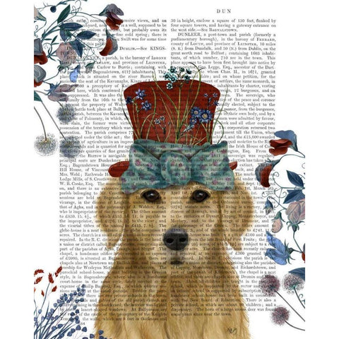 Golden Retriever Milliners Dog Black Modern Wood Framed Art Print by Fab Funky