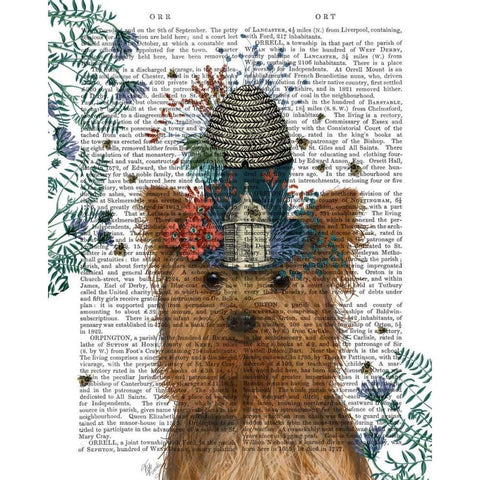 Yorkshire Terrier Milliners Dog Gold Ornate Wood Framed Art Print with Double Matting by Fab Funky