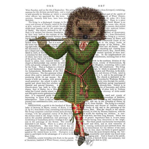 Hedgehog Minstrel White Modern Wood Framed Art Print by Fab Funky