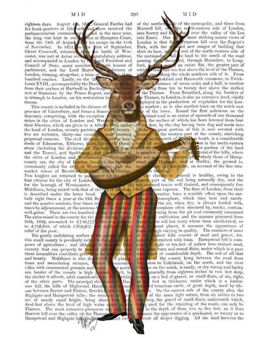 Deer Minstrel White Modern Wood Framed Art Print with Double Matting by Fab Funky