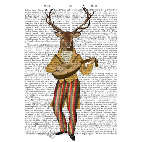 Deer Minstrel Gold Ornate Wood Framed Art Print with Double Matting by Fab Funky