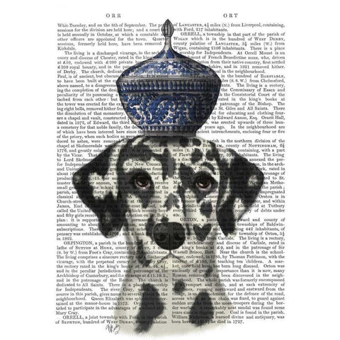 Dalmatian with Blue Vase Gold Ornate Wood Framed Art Print with Double Matting by Fab Funky