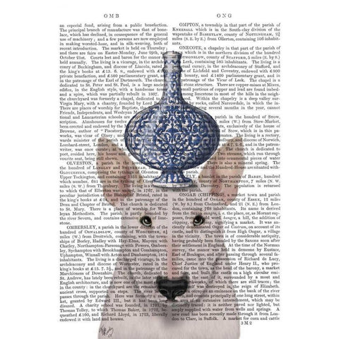 English Bull Terrier with Blue Vase White Modern Wood Framed Art Print by Fab Funky