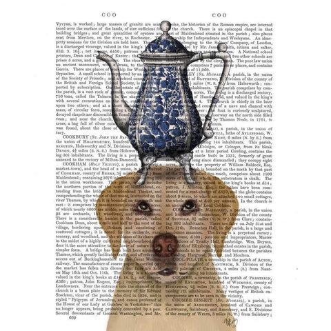 Labrador with Teapot White Modern Wood Framed Art Print by Fab Funky