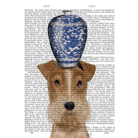 Fox Terrier with Blue Vase Black Modern Wood Framed Art Print with Double Matting by Fab Funky