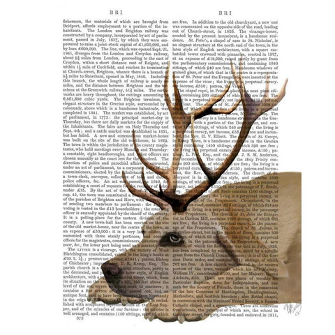 Labrador with Antlers White Modern Wood Framed Art Print by Fab Funky