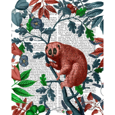 Slow Loris, Orange White Modern Wood Framed Art Print by Fab Funky