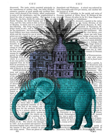 Elephant and Citadel White Modern Wood Framed Art Print with Double Matting by Fab Funky