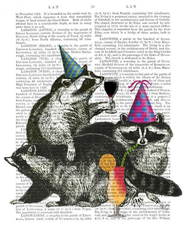 Raccoon Party White Modern Wood Framed Art Print with Double Matting by Fab Funky