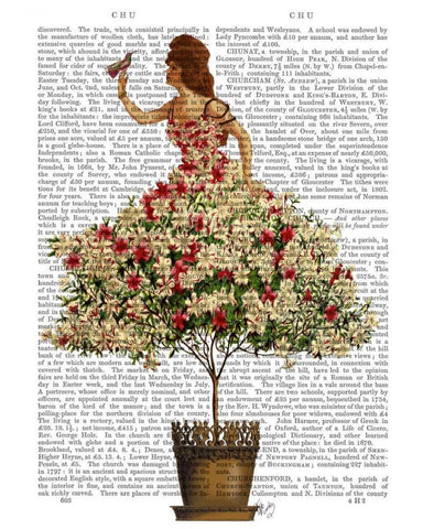 Woman in Floral Dress Black Ornate Wood Framed Art Print with Double Matting by Fab Funky