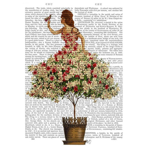 Woman in Floral Dress Gold Ornate Wood Framed Art Print with Double Matting by Fab Funky