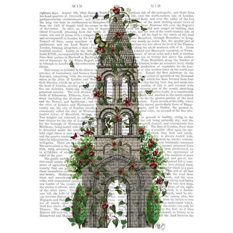 Butterfly Tower White Modern Wood Framed Art Print by Fab Funky