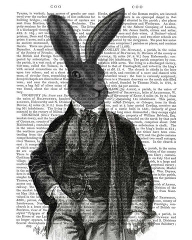 Rabbit Victorian Gent Black Ornate Wood Framed Art Print with Double Matting by Fab Funky