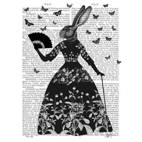 Black Rabbit Black Modern Wood Framed Art Print with Double Matting by Fab Funky