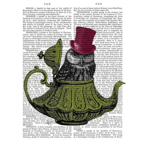 Owl In Teapot Black Modern Wood Framed Art Print with Double Matting by Fab Funky