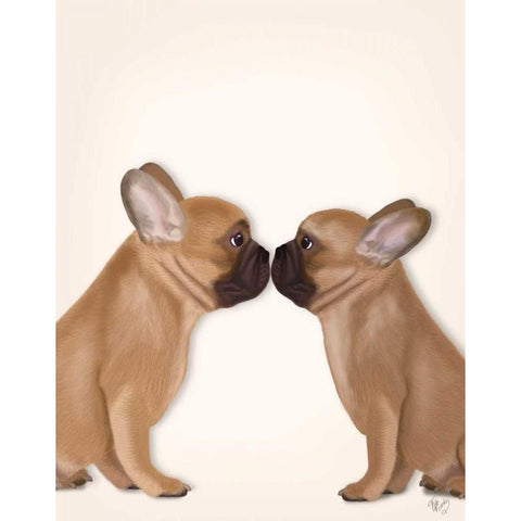 French Kiss Close Up White Modern Wood Framed Art Print by Fab Funky