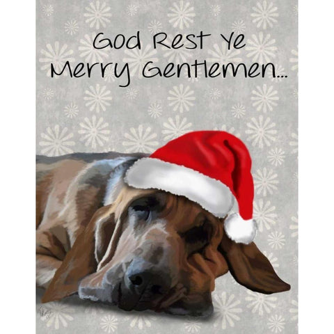 God Rest Ye Bloodhound Black Modern Wood Framed Art Print with Double Matting by Fab Funky