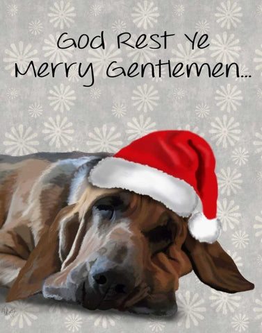 God Rest Ye Bloodhound White Modern Wood Framed Art Print with Double Matting by Fab Funky