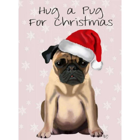 Hug a Pug Black Modern Wood Framed Art Print with Double Matting by Fab Funky