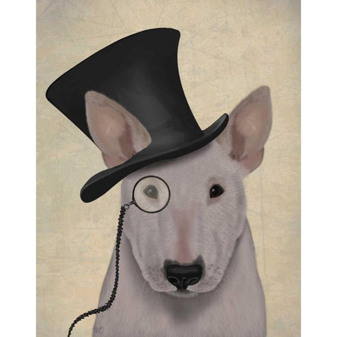 Bull Terrier, Formal Hound and Hat Gold Ornate Wood Framed Art Print with Double Matting by Fab Funky