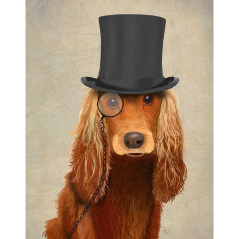 Cocker Spaniel, Formal Hound and Hat Gold Ornate Wood Framed Art Print with Double Matting by Fab Funky