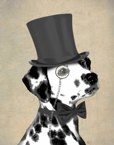 Dalmatian, Formal Hound and Hat Black Ornate Wood Framed Art Print with Double Matting by Fab Funky