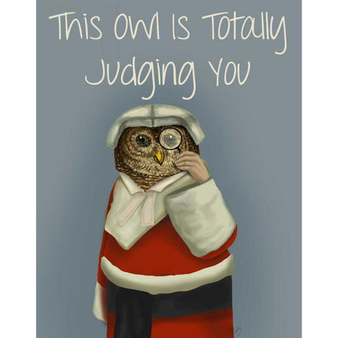 Owl, Judging You Gold Ornate Wood Framed Art Print with Double Matting by Fab Funky