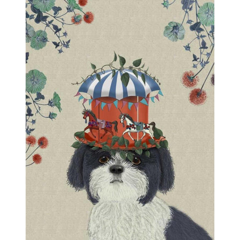 Shih Tzu Milliners Dog Gold Ornate Wood Framed Art Print with Double Matting by Fab Funky