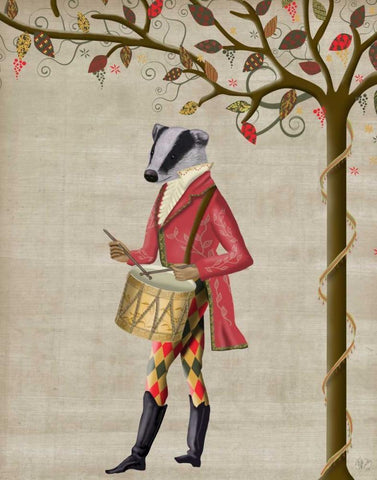 Badger Minstrel Black Ornate Wood Framed Art Print with Double Matting by Fab Funky