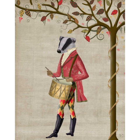 Badger Minstrel Gold Ornate Wood Framed Art Print with Double Matting by Fab Funky