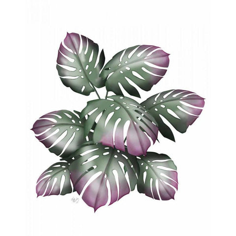 Monstera Plant, Pink and Green Gold Ornate Wood Framed Art Print with Double Matting by Fab Funky