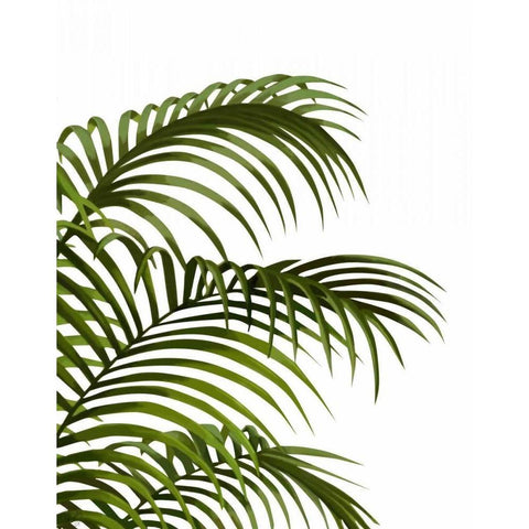 Palm Leaf 1, Green On White Gold Ornate Wood Framed Art Print with Double Matting by Fab Funky