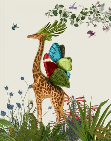 Tropical Giraffe 3 White Modern Wood Framed Art Print with Double Matting by Fab Funky