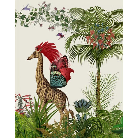 Tropical Giraffe 4 White Modern Wood Framed Art Print by Fab Funky