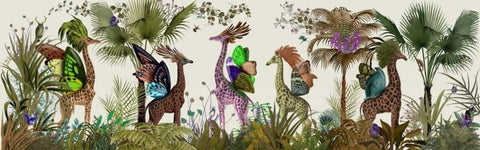 Tropical Giraffes, Moss White Modern Wood Framed Art Print with Double Matting by Fab Funky