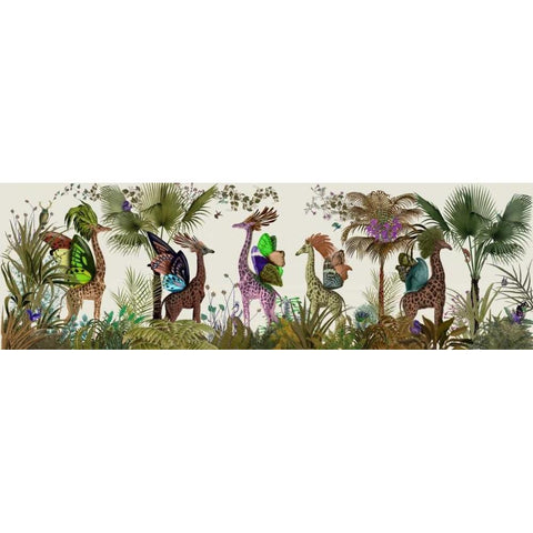 Tropical Giraffes, Moss Black Modern Wood Framed Art Print with Double Matting by Fab Funky