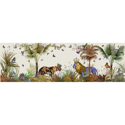 Tropical Lions, Moss Gold Ornate Wood Framed Art Print with Double Matting by Fab Funky