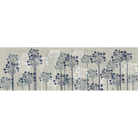 Floral Trees, Midnight White Modern Wood Framed Art Print by Fab Funky