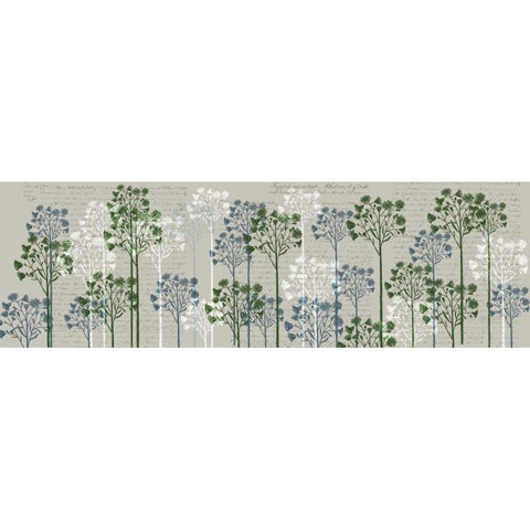 Floral Trees, French Blue and Moss White Modern Wood Framed Art Print by Fab Funky