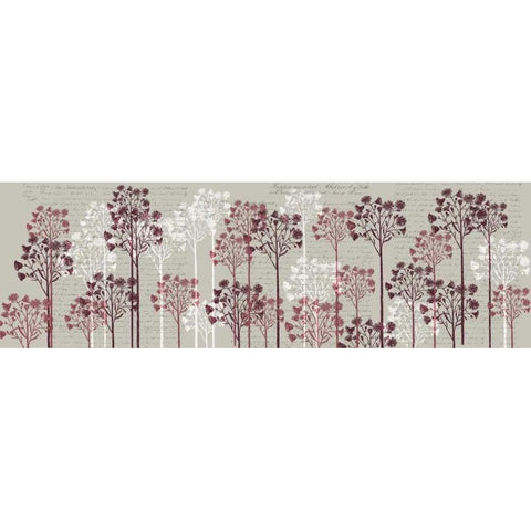 Floral Trees, Wine White Modern Wood Framed Art Print by Fab Funky