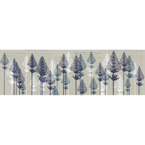 Leafy Pines, Midnight Black Modern Wood Framed Art Print with Double Matting by Fab Funky