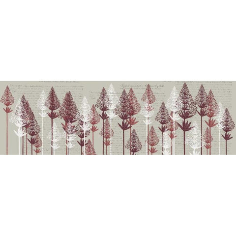 Leafy Pines, Wine White Modern Wood Framed Art Print by Fab Funky