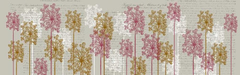 Bubble Trees, Pink and Gold Black Ornate Wood Framed Art Print with Double Matting by Fab Funky